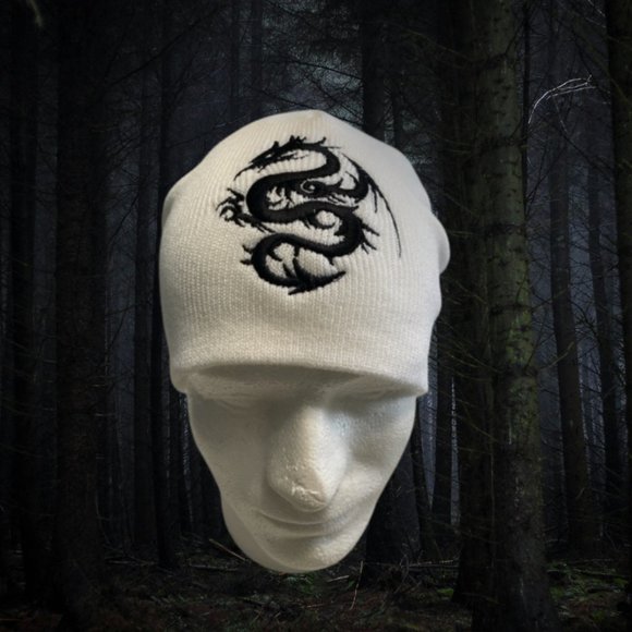 Beanie Hat Dragon Embroidered Beanie Hat Gothic Hat for Men Hat for Women - Picture 4 of 5